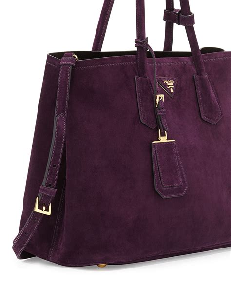 prada suede medium double-pocket tote bag|prada tote bags on sale.